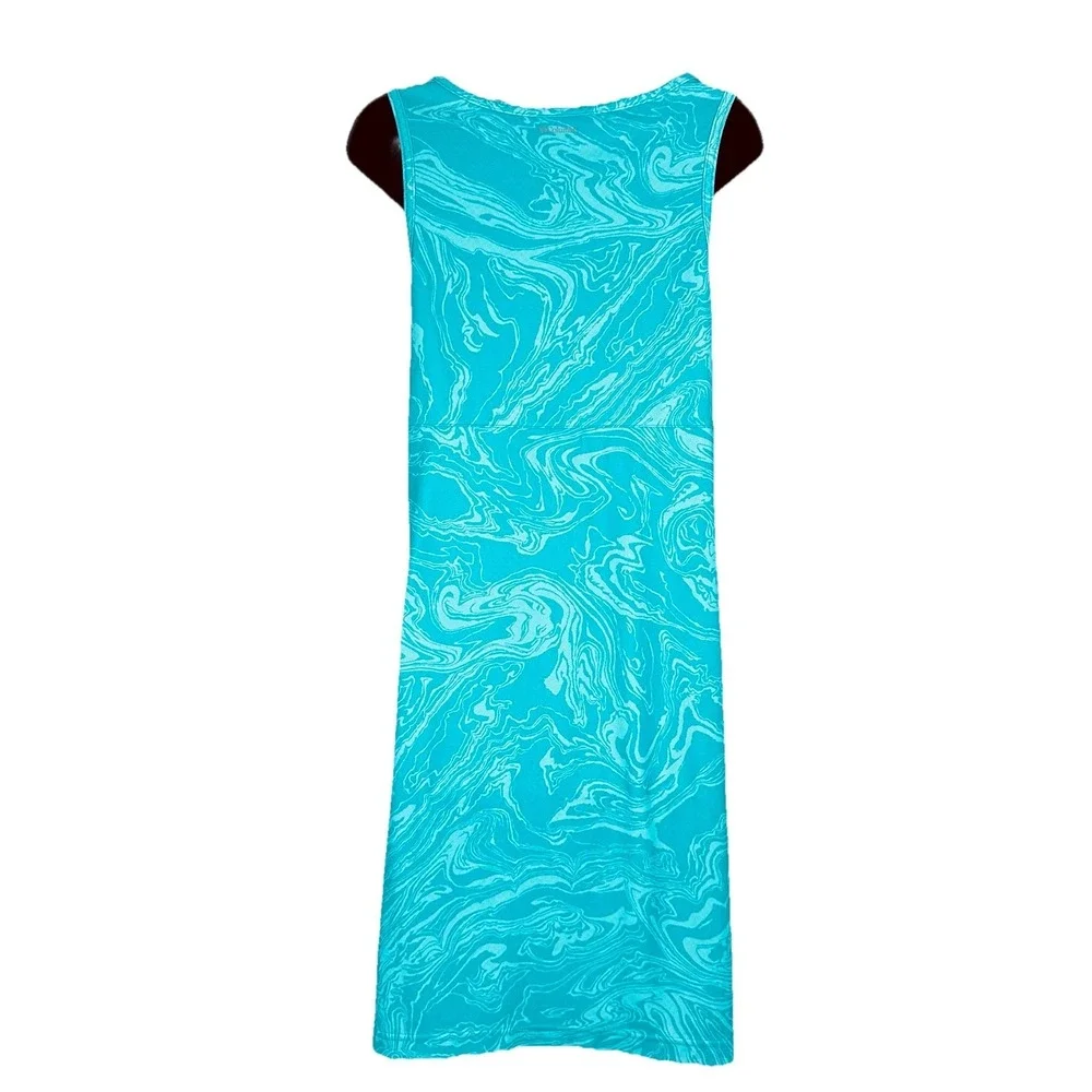 Columbia Omni-Freeze Zero Turquoise Blue Swirl Sleeveless Cool Active Dress LG - Picture 3 of 8